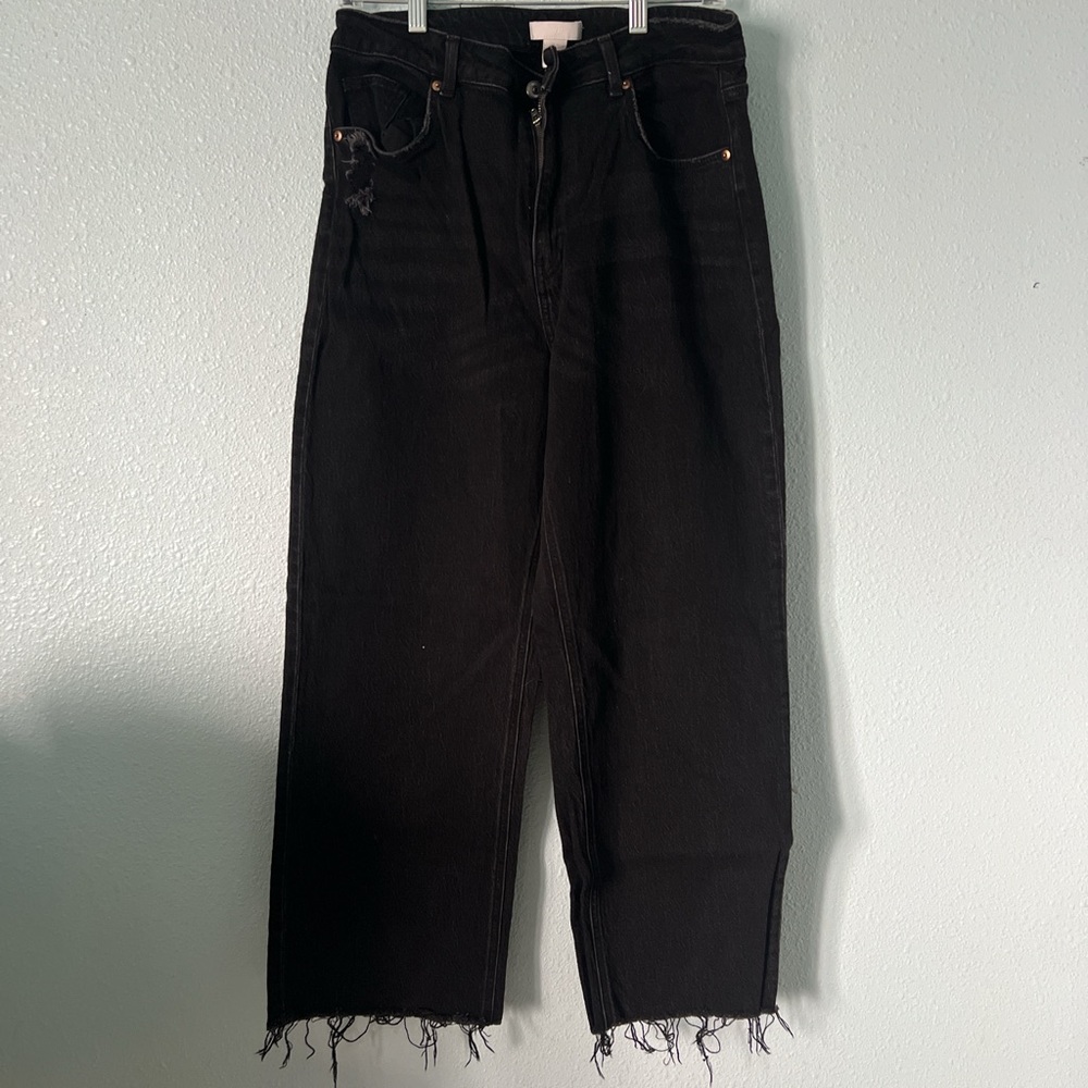 H&M Straight Leg Jeans with Frayed Hem